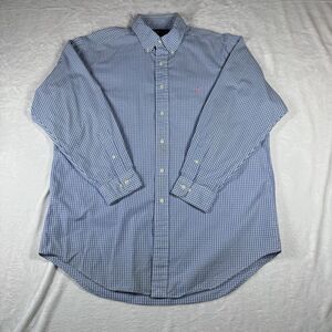 Ralph Lauren Shirt Mens 16 32/33‎ Classic Fit Button Blue Gingham Long Sleeve